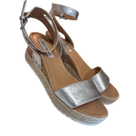 Steve Madden Shoes - Steve Madden Silver Espadrille Sandals Size 11